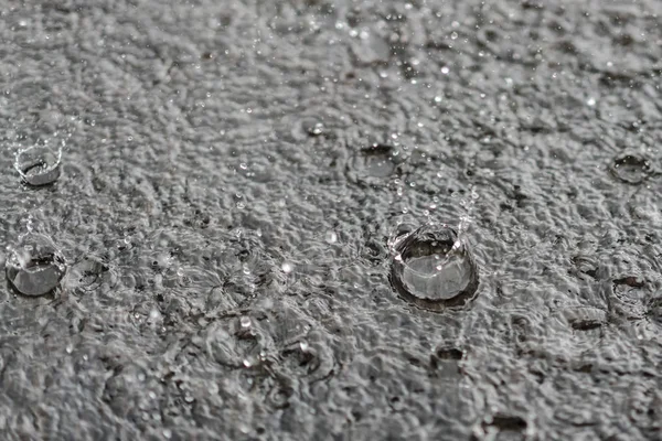 Rain gray background. Drops on a puddle — Stock Photo, Image