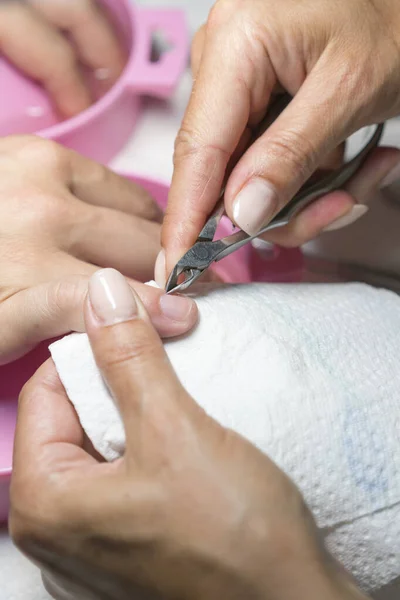 Proceso Manicura Tienda Uñas —  Fotos de Stock