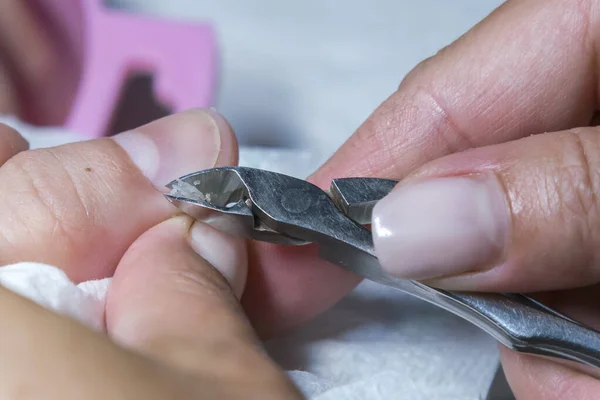 Proceso Manicura Tienda Uñas —  Fotos de Stock