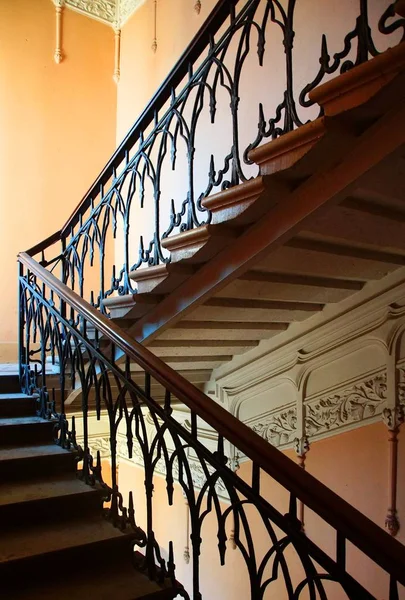 Fragment Escalier Dans Style Art Nouveau Dans Maison Sur Ligne — Photo