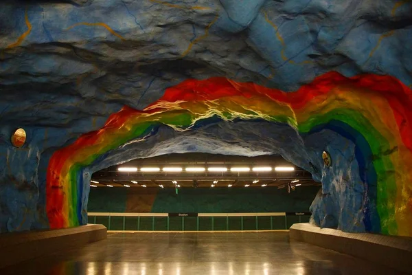 Wnętrze Stacji Metra Stadion Sztokholmie — Zdjęcie stockowe