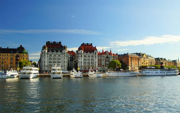 Summer Morning City Waterfront Stockholm — Stock Photo, Image