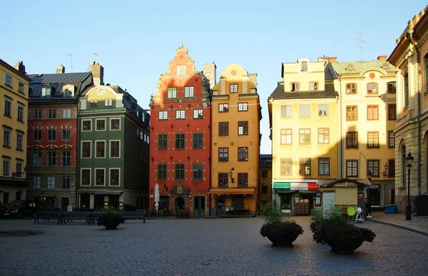 Manhã Verão Grande Praça Cidade Velha Estocolmo — Fotografia de Stock