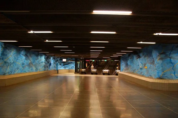 Stadion Metróállomás Stockholmban — Stock Fotó