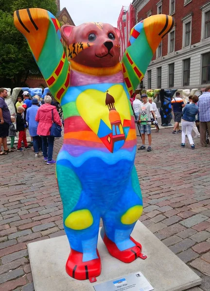 Exposición United Buddy Bears Exhibe Plaza Cúpula Riga Oso Ciudad — Foto de Stock