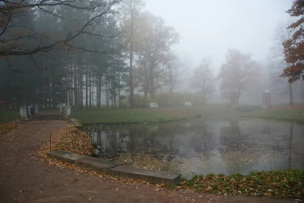 Mistige Ochtend Van Oktober Het Catherine Park Tsarskoe Selo Een — Stockfoto