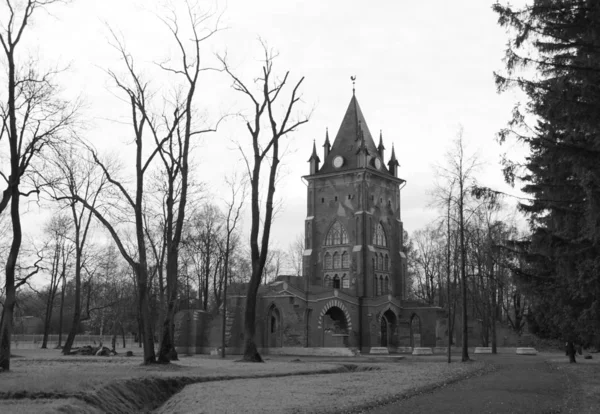 Matin Automne Tour Chapelle Dans Parc Alexander Tsarskoe Selo — Photo