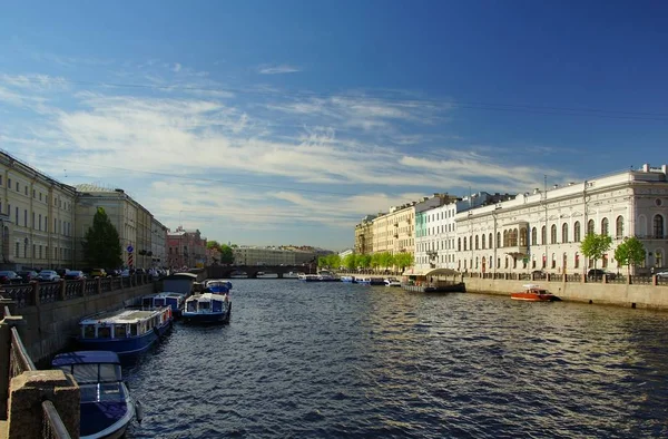 Summer Sunny Day Embankment Fontanka River Petersburg — Stock Photo, Image