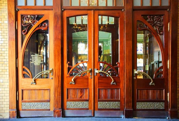 Entrance Door Art Nouveau Style Shop Merchants Eliseev Petersburg — Stock Photo, Image