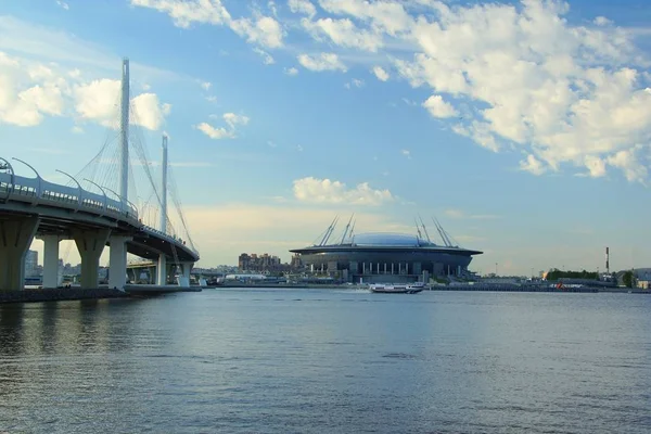 Uitzicht Het Eiland Krestovsky Het Stadion Sint Petersburg — Stockfoto