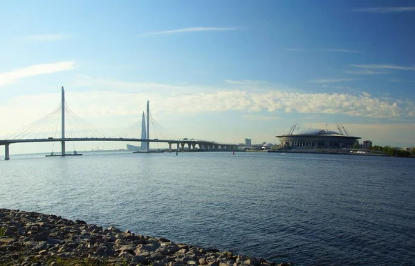 Uitzicht Het Eiland Krestovsky Het Stadion Sint Petersburg — Stockfoto