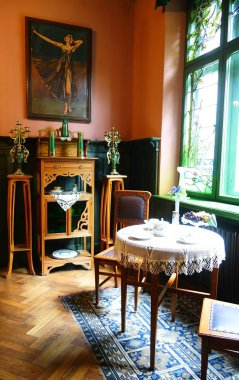 Riga Art Nouveau müzede Art Nouveau tarzında dairede tasarımının ayrıntılarını