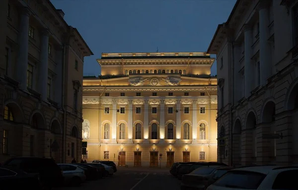 Illuminated Decoration City Petersburg Illuminated Facade Alexandrinsky Theater — Stock Photo, Image
