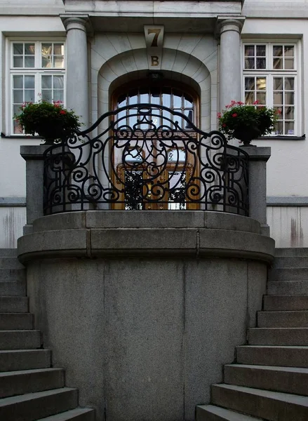 Fragmento Entrada Edifício Uma Rua Distrito Ostermalm — Fotografia de Stock