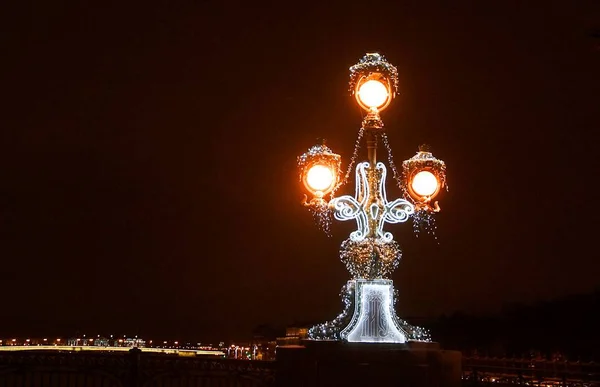 Linterna Navidad Puente Trinidad San Petersburgo —  Fotos de Stock