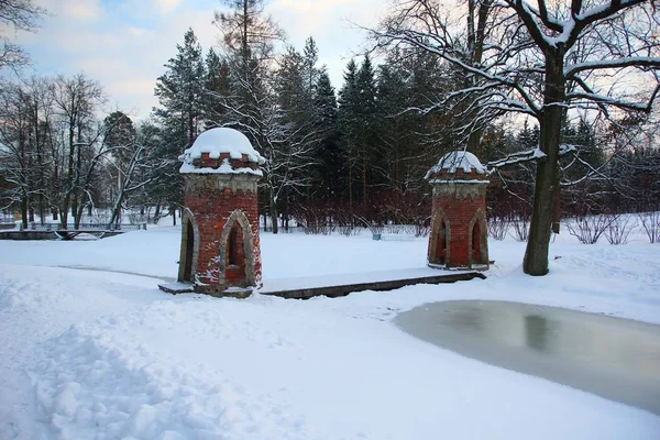 Paseo Último Día Del Año Tsarskoye Selo Catherine Park Cascada — Foto de Stock