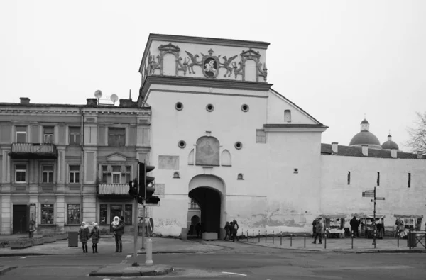 January Winter Day One Streets Old Vilnius Gate Dawn — Stock Photo, Image