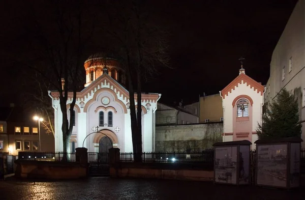 Noche Invierno Iglesia Nombre Del Santo Mártir Paraskeva Pyatnitsa Vilna —  Fotos de Stock