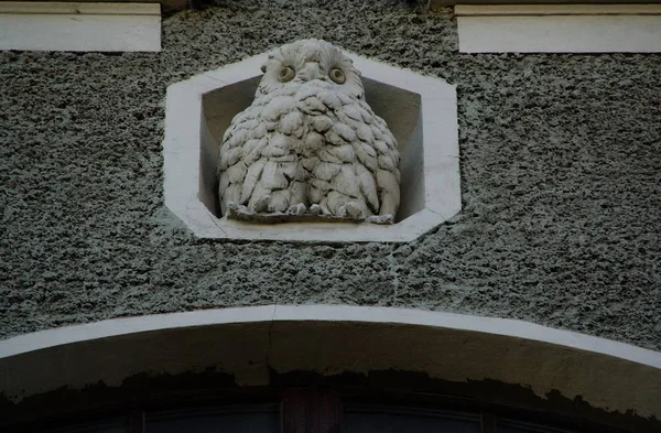 Fragmento Fachada Estilo Art Nouveau Con Búho Casa Apartamentos Zagorodny — Foto de Stock