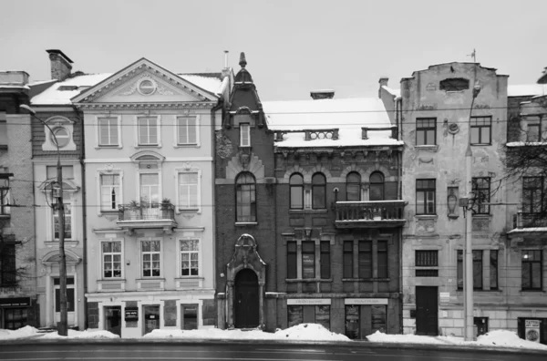 Diversidade Projeto Arquitetônico Fachadas Vilnius Colonia Montvila — Fotografia de Stock