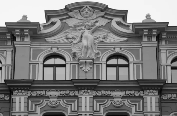 Fragmento Fachada Una Casa Estilo Art Nouveau Baznicas Iela Riga —  Fotos de Stock