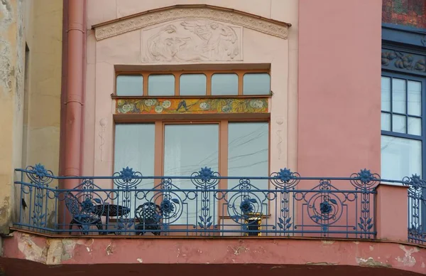 Fragmento Fachada Una Vivienda Estilo Art Nouveau Calle Voaatania Petersburgo — Foto de Stock