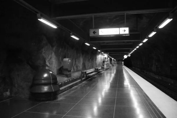 Västra Skogen Pályaudvartól Metró Stockholm Svédország — Stock Fotó