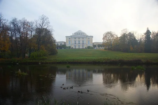 Klidný podzim ráno v parku Pavlovsk — Stock fotografie