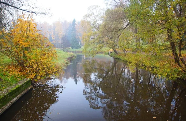 Manhã de outono calma no parque de Pavlovsk — Fotografia de Stock