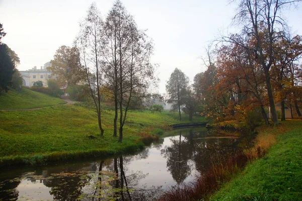 Manhã de outono calma no parque de Pavlovsk — Fotografia de Stock