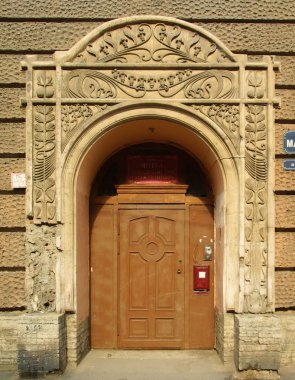 Art nouveau tarzında bina girişinin tasarım parçası, Marat Caddesi'nde Baryshnikov Evi