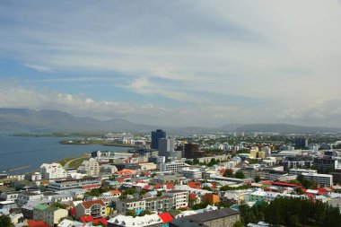 Çan Kulesi yüksekliğinden Reykjavik merkezinin görünümü