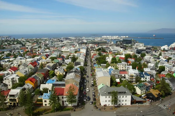 View of the center of Reykjavik from the height of the bell tower Stock Photo