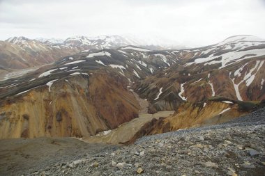 Serin bir sabah, gezgin Landmannalaugar - Hoskuldskali