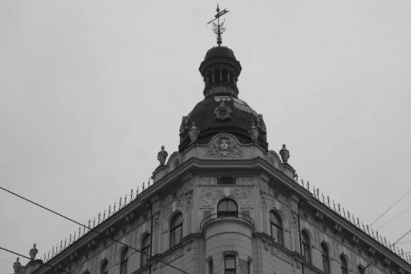 Fragmento Fachada Edifício Histórico Art Nouveau Centro Cidade — Fotografia de Stock