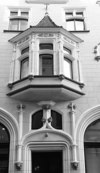 Fragmento Fachada Edifício Histórico Art Nouveau Centro Cidade — Fotografia de Stock