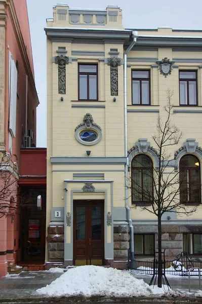 Fragmento Del Diseño Arquitectónico Fachada Estilo Del Art Nouveau Del —  Fotos de Stock