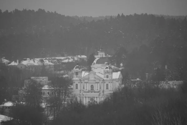 Vue Sur Ville Depuis Tour Vieux Château Promenade Hivernale Architecture — Photo