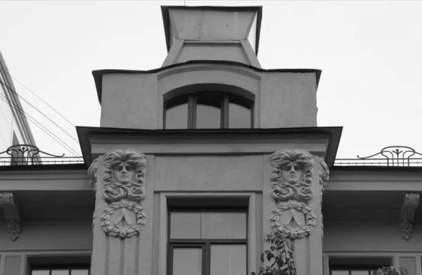 Fragmento Decoración Fachada Del Edificio Estilo Art Nouveau Parte Histórica — Foto de Stock