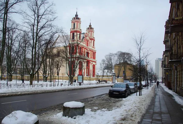 Вид Город Башни Старого Замка Зимняя Прогулка Архитектура Столицы — стоковое фото