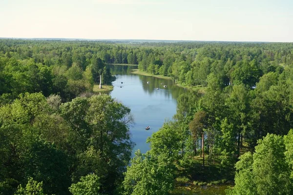 Sommardag Och Intressant Utflykt Till Slottet Gatchina Utsikt Från Utsiktstornet — Stockfoto