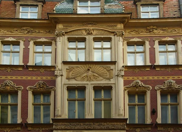 Fragment Décoration Façade Art Nouveau Dans Centre Riga — Photo