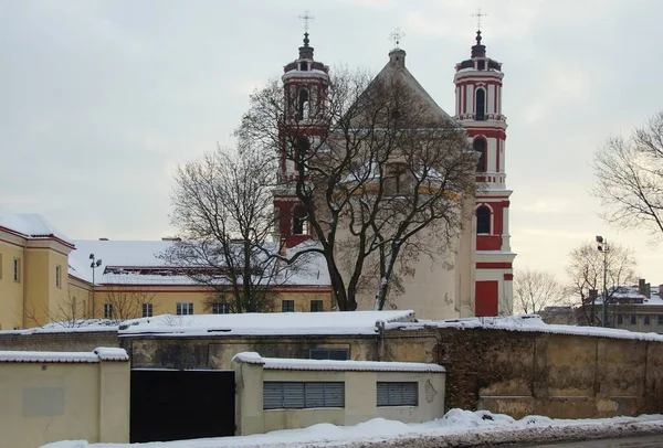 Vista Della Città Dalla Torre Del Vecchio Castello Passeggiata Invernale — Foto Stock