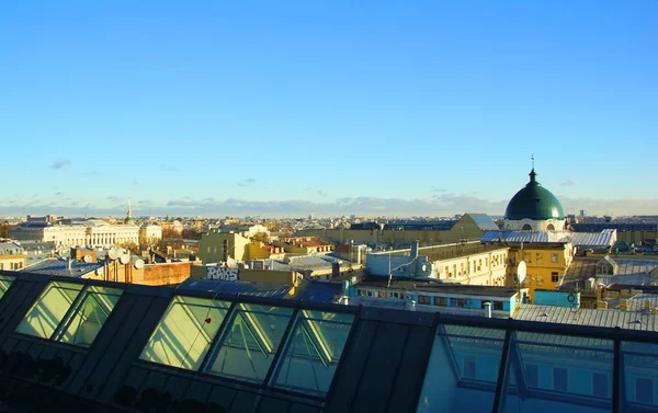 Spokojny Jesienny Dzień Widok Centrum Miasta Dachu Singer House Nevsky — Zdjęcie stockowe