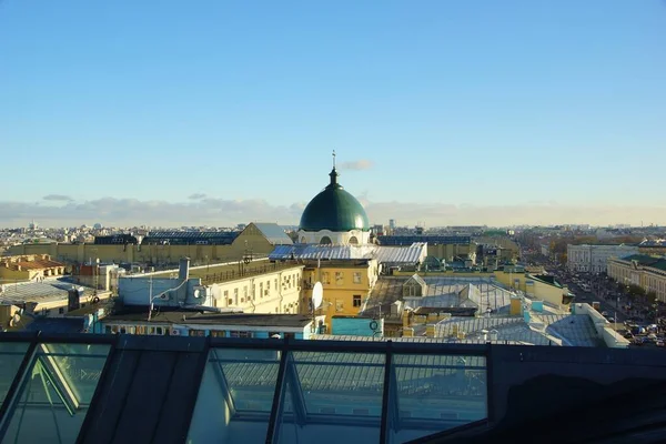 Dia Calmo Outono Uma Vista Centro Cidade Partir Telhado Singer — Fotografia de Stock