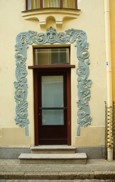 Fragmento Decoración Fachada Art Nouveau Centro Riga — Foto de Stock