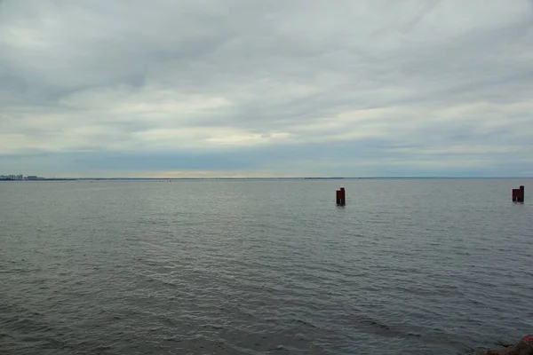 Una Tranquila Tarde Verano Una Vista Del Golfo Finlandia Desde — Foto de Stock