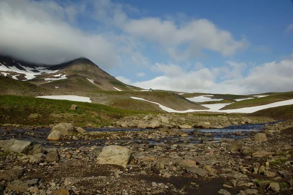 Paesaggio Montano Estate Emozionante Escursione Kamchatka Paese Vulcani Montagne Orsi — Foto Stock
