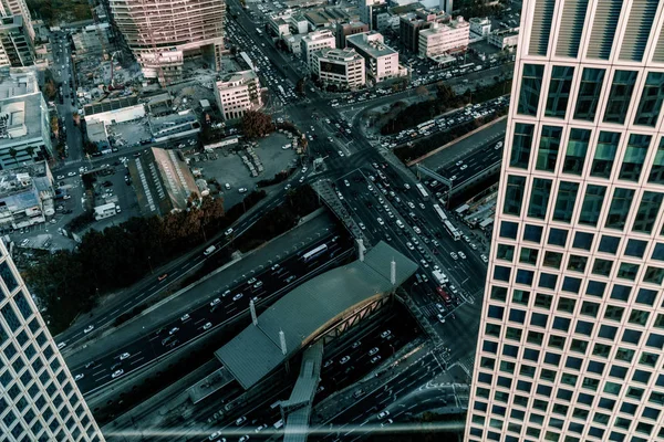 Vista aérea em Tel-Aviv Israel tráfego urbano moderno . — Fotografia de Stock