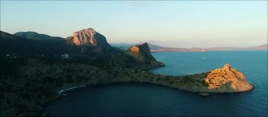 martı deniz, deniz kuşları sinek, sakin okyanus ve kayalar içinde bir kaya üzerinde